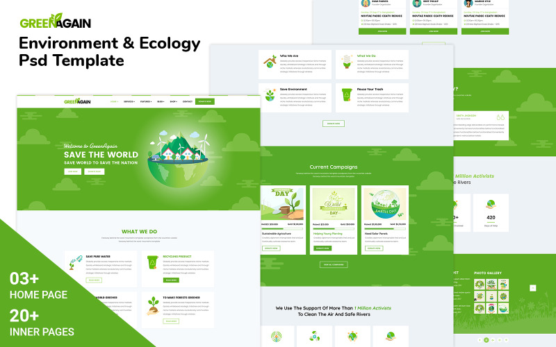 Greenagain- Environment & Ecology Psd Template PSD Template