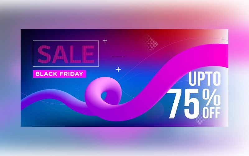 Black Friday Sale Banner with 35% Off On gradient Color Background Design Product Mockup