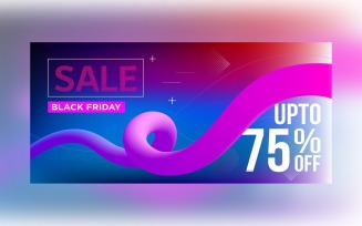 Black Friday Sale Banner with 35% Off On gradient Color Background Design
