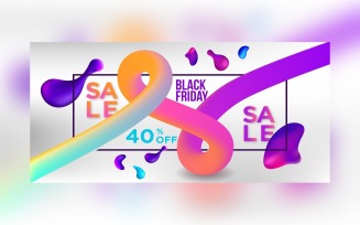 Black Friday Sale Banner with 35% Off On gradient Fluid And Whit Color Background Design