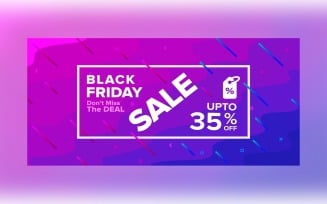 Fluid Black Friday Sale Banner with 35% Off On Blue And Purple Color Background Design