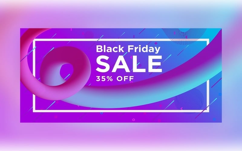 Fluid Black Friday Sale Banner with 35% Off On gradient Color Background Design Template Product Mockup