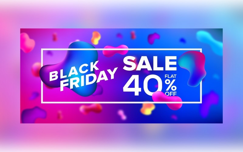 Fluid Black Friday Sale Banner with 40% Off On gradient background Design Product Mockup