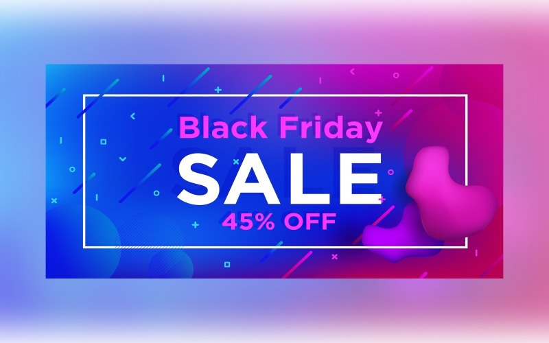 Fluid Black Friday Sale Banner with 45% Off Background Design Product Mockup