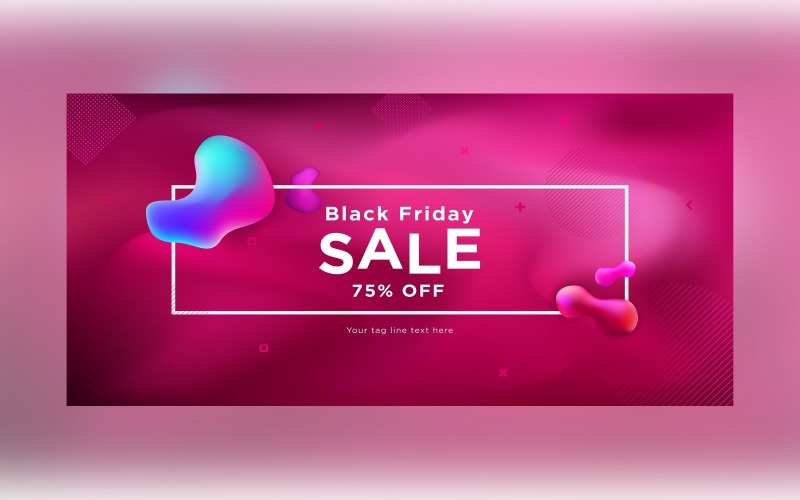 Fluid Black Friday Sale Banner with 75% Off Design Template Product Mockup