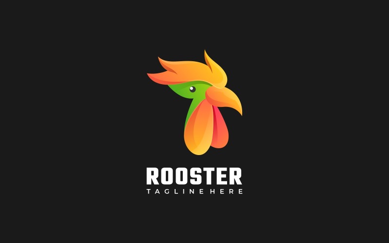Rooster Head Gradient Logo Style Logo Template