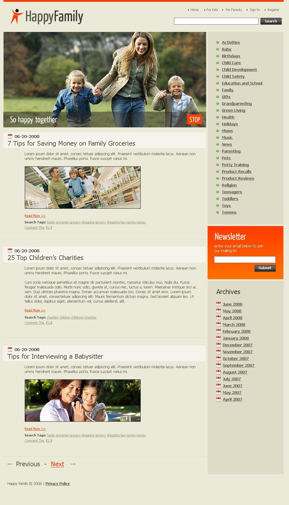 Family Website Template #20650