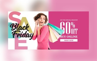 Black Friday Sale Banner On Whit And Pink Color Background Design