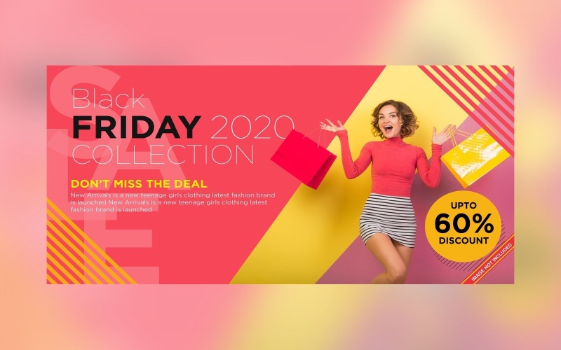 Black Friday Sale Banner With 60% Off Discount Design Template Product Mockup