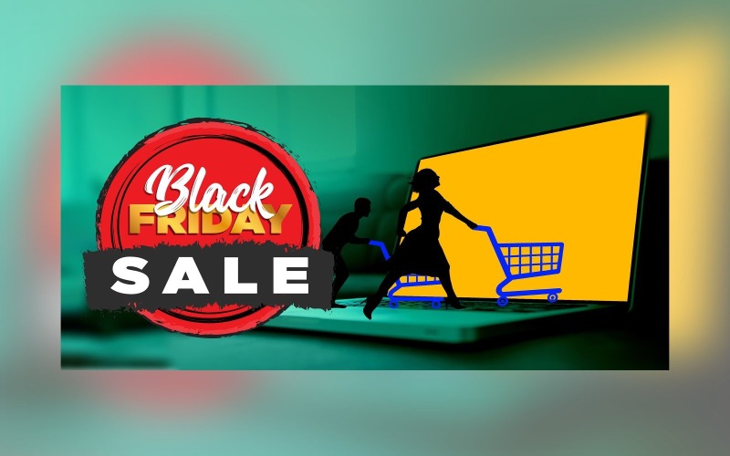 Black Friday Sale Banner For Online Offer Background Design Template Product Mockup