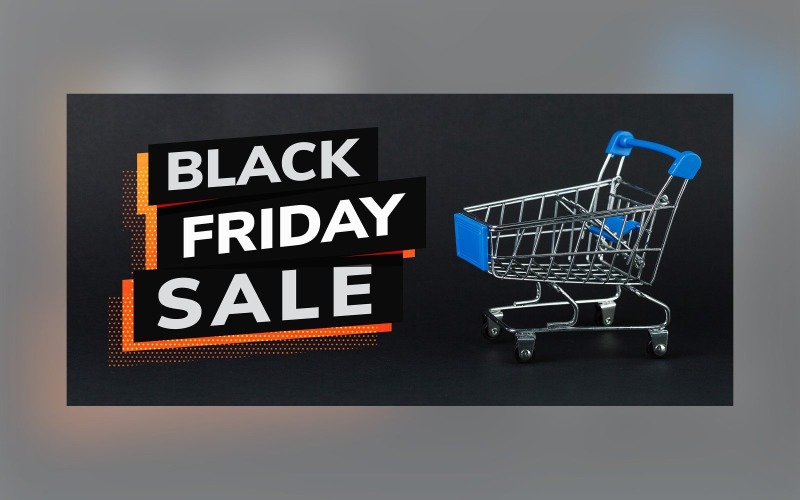 Black Friday Sale Banner On Black Background Design Template Product Mockup