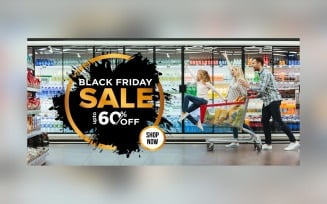Black Friday Sale Banner with 60% Off Background Design Template