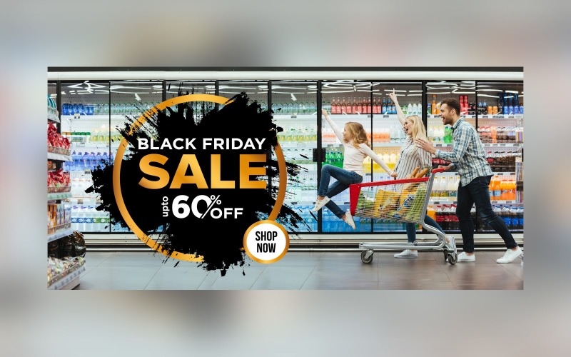 Black Friday Sale Banner with 60% Off Background Design Template Product Mockup
