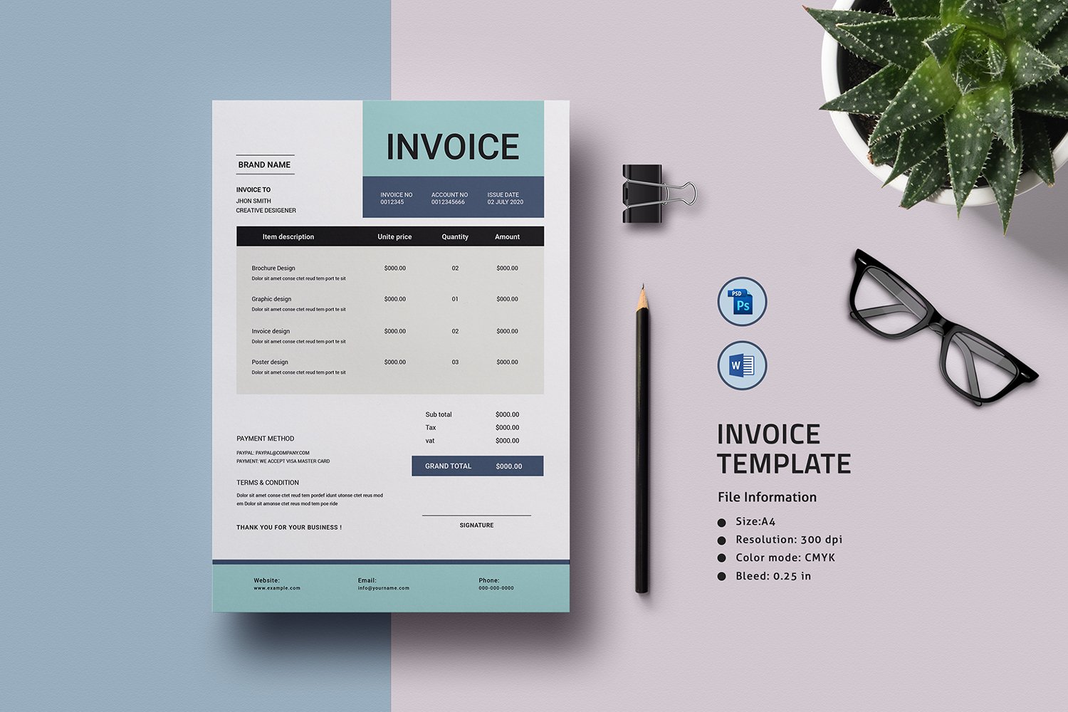 Kit Graphique #206293 Invoice A4 Divers Modles Web - Logo template Preview