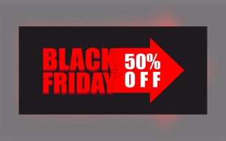 Black Friday Sale Banner with 50% Off On Black Color Background Design Template