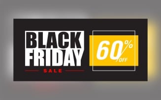 Black Friday Sale Banner with 60% Off On Black And Yellow Background Design