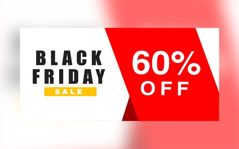 Black Friday Sale Banner with 60% Off On Red and Whit Color Background Design Template Product Mockup