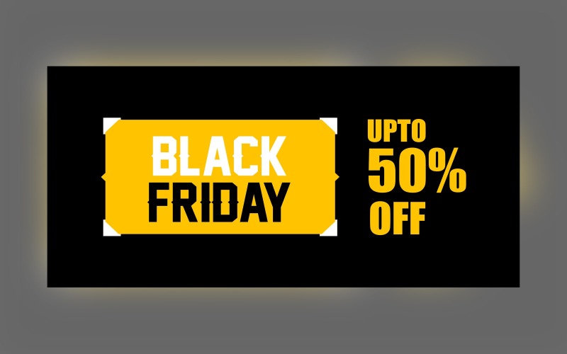 Black Friday Sale Banner with 70% Off On Black Color Background Design Template Product Mockup