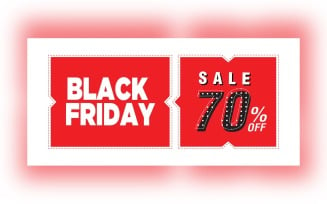 Black Friday Sale Banner with 70% Off On Whit And Red Color Background Design Template
