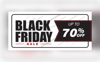 Black Friday Sale Banner with 70% Off On Whit Background Design.