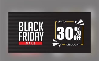 Black Friday Sales Banner with 30% Off Black Background Template