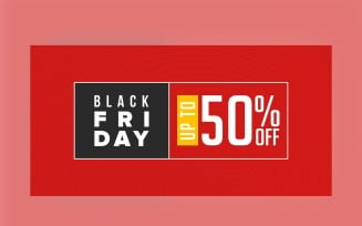 Black Friday Sales Banner with 50% Off and Abstract Background Template