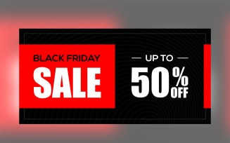 Black Friday Sales Banner with 50% Off Black And Red Color Background Template