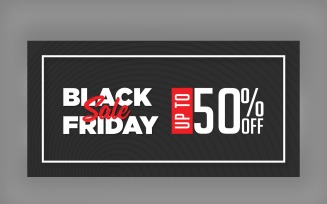 Black Friday Sales Banner with 50% Off Black Background Design Template