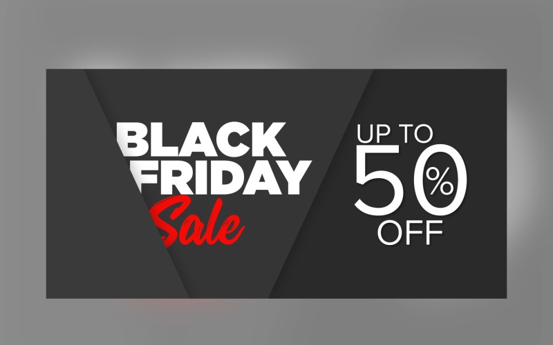 Black Friday Sales Banner with 50% Off Black Color Background Design Product Mockup