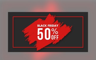 Black Friday Sales Banner with 50% Off Black Color Background Template