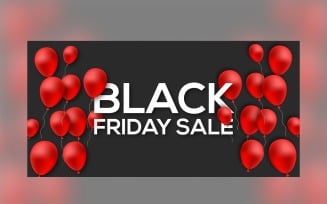 Black Friday Sales Banner with the Balloon and Black Color Background Template