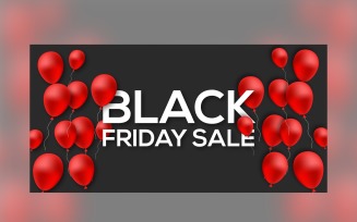 Black Friday Sales Banner with the Balloon and Black Color Background Template