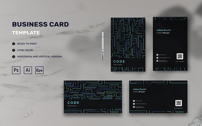 Code - Business Card Template Corporate Identity
