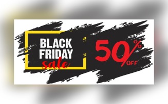 Creative For Black Friday Sale Banner With 50 % On Whit And Black Background Design Template