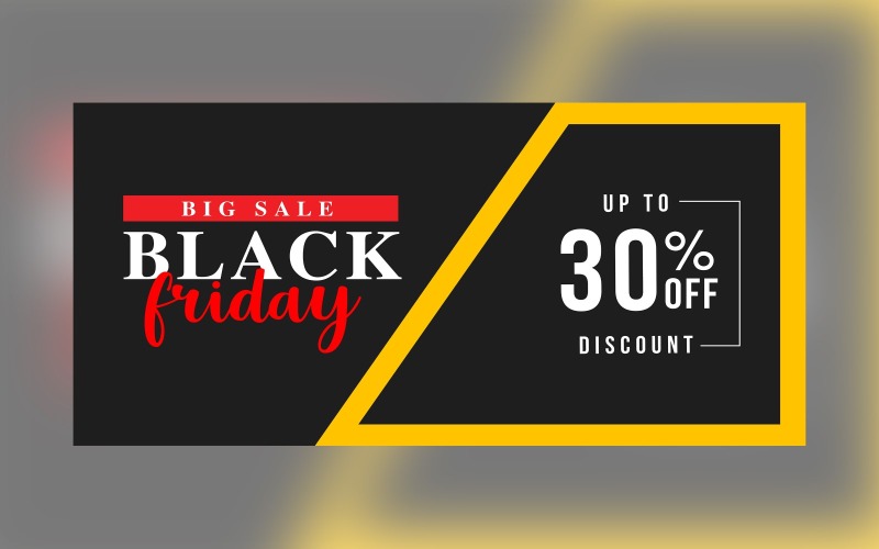Professional Black Friday Big Sale Banner With 30% Off Design Template Product Mockup