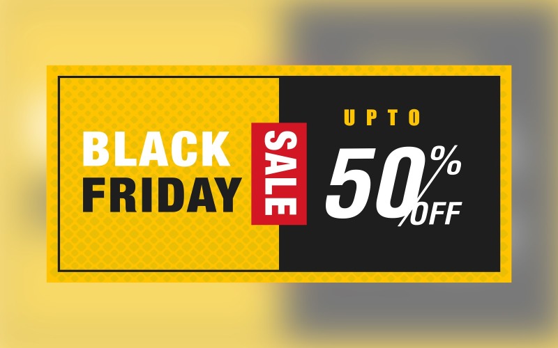 Professional Black Friday Sale Banner With 50% Off Design Template Product Mockup
