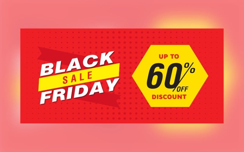 Professional Black Friday Sale Banner With 60% Off Design Template Product Mockup