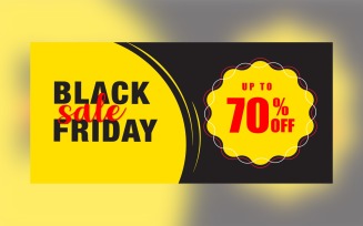 Professional Black Friday Sale Banner With 70% Off On Yellow And Black Design Template