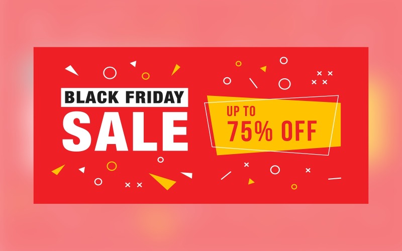 Professional Black Friday Sale Banner With 75% Off On Red Background Design Template Product Mockup