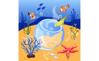 Aquarium Isometric Background 2 Vector Illustration Concept