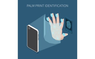 Biometric Authentication Isometric 2 Vector Illustration Concept