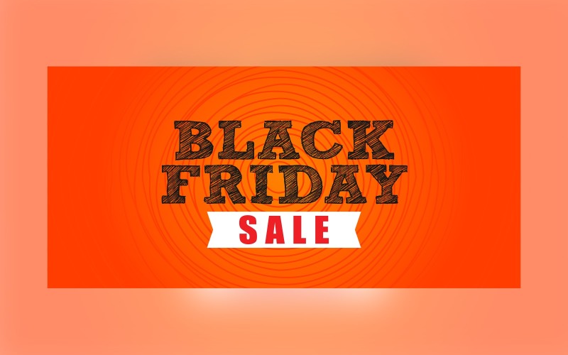 Black Friday Sale Banner On Orange Color Background Design Template Product Mockup