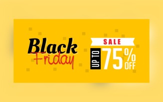 Black Friday Sale Banner On Yellow Color Background And Square Shape Design Template