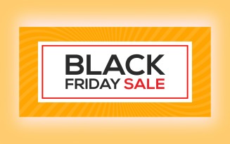 Black Friday Sale Banner On Yellow Color Background Design Template.