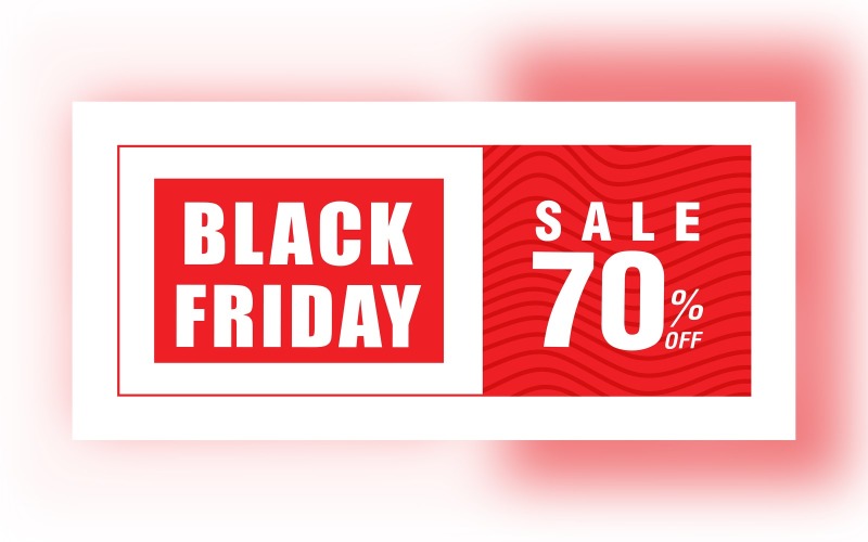 Black Friday Sale Banner Special Offer with 70% Off On Whit And Red Color Background Design Product Mockup