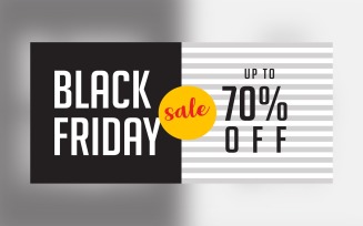 Black Friday Sale Banner with 70% Off On Grey And Whit And Black Color Background Design