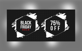 Black Friday Sale Banner with 75% Off On Grey And Whit And Black Color Background Design