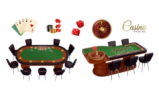 Casino Relalistic Set Vector Illustration Concept