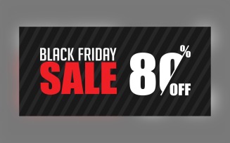 Creative For Black Friday Sale Banner With 80 % On Black Color Background Design Template