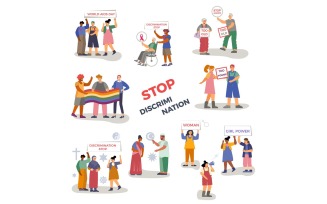 Discrimination Set Flat Vector Illustration Concept